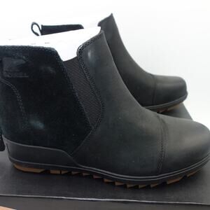 NEW SOREL Evie Pull On Black Brown Ankle Boots Booties Women's Size 8.5